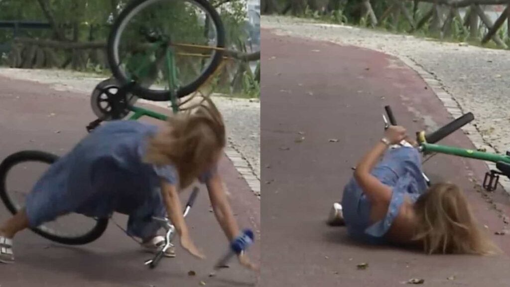 Grávida, repórter Rita Belinha sofre queda aparatosa