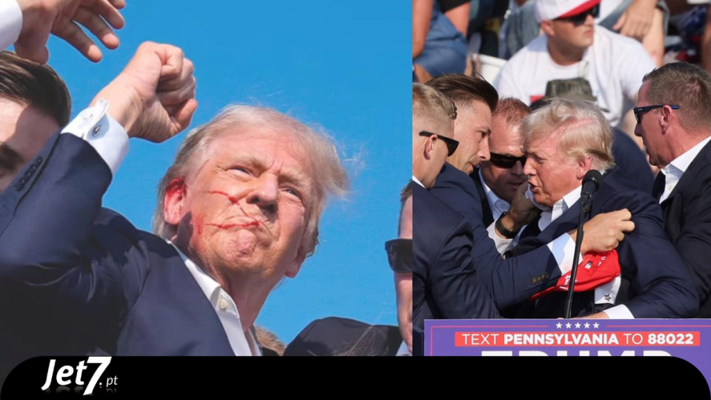 Donald Trump é alvo de tiros durante discurso e deixa comício a sangue